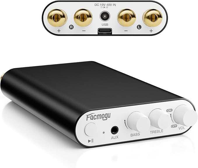 Facmogu M10 Home Audio Amplifier with Bluetooth 5.4, 300W+300W 2.0 Channel Stereo Amplifier System for Home Theater Speakers w/36V Adapter, TPA3255 300W Class D Digital Amp for Home Audio System