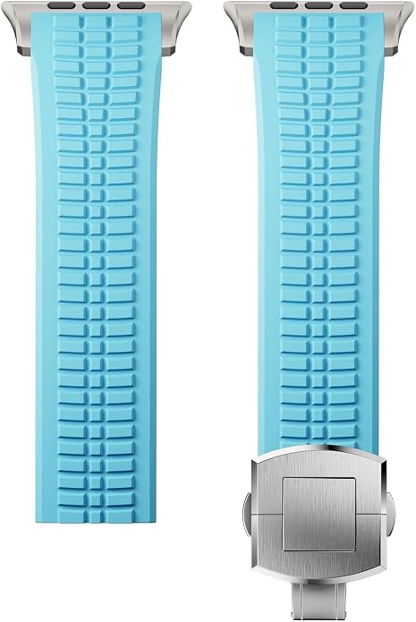 Silicone Watch Band Compatible with iWatch Ultra 2 / Ultra/Series 10 9 8 7 (44mm 45mm 46mm 49mm), Sport bands with Folding buckle, Rugged Heavy Duty Modern Design for Men