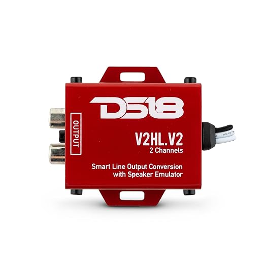 DS18 V2HL.V2 Hi/Lo Converter 2-Channel with Speaker Emulator - High-Level Speaker Signal to Low-Level - Smart line Output 2CH High-Level Input and 2CH RCA Output