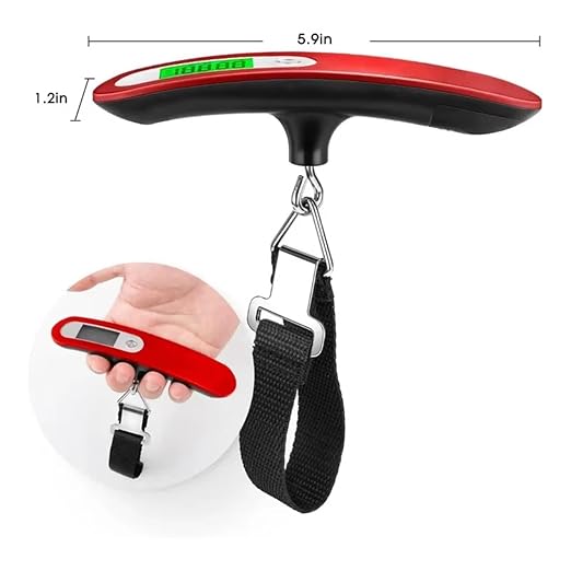 Luggage Weight Scale, Digital Luggage Scale Hand Luggage Electronic Scale Portable Electronic Scale for Travelers Handheld Scale 110 Lbs,for Travel(Red)