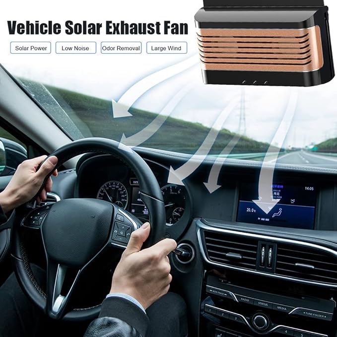 Solar Power Window Vent Fan Rechargeable Car Exhaust Fan, Car Air Purification Fan, Portable Auto Cooling Cooler Mini Summer Air Fan Solar Power Exhaust Fan - Black