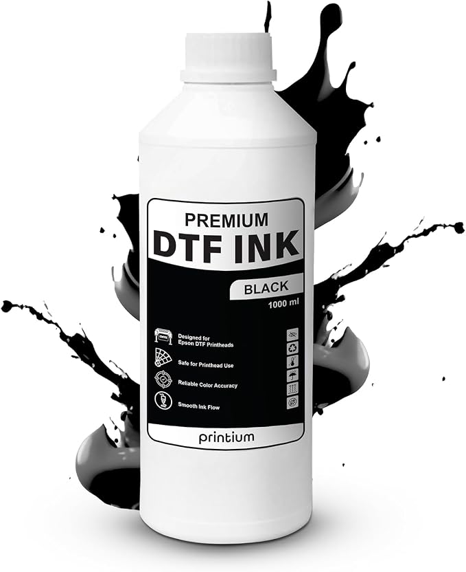 DTF Ink Black 33.8 fl oz (1000ml) | High Opacity Clog-Free Formula | Compatible with ET8550 L1800 XP600 I3200 4720 XP15000 & All Printheads | Reliable Color Accuracy & Smooth Flow