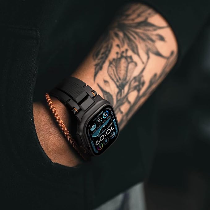 amBand Bands Compatible with Apple Watch Ultra 3/2/1 49mm, M1 Sport Series Rugged Durable Strap with Metal Connector to Match Ultra's Titanium Case for iWatch 49mm Men Matte Black