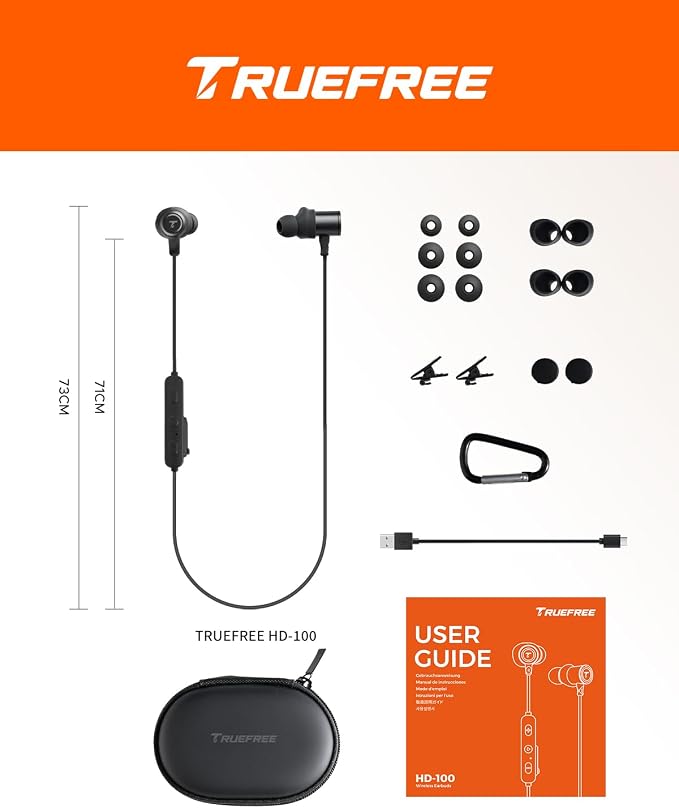 Truefree HD-100 Wireless Earbuds, Bluetooth 6.0 Neckband Headphones, Magnetic Wireless Earphones, 11mm Driver Spatial Audio, Multipoint Connection, 20 Hours of Battery Life, IP67 Waterproof for Sports