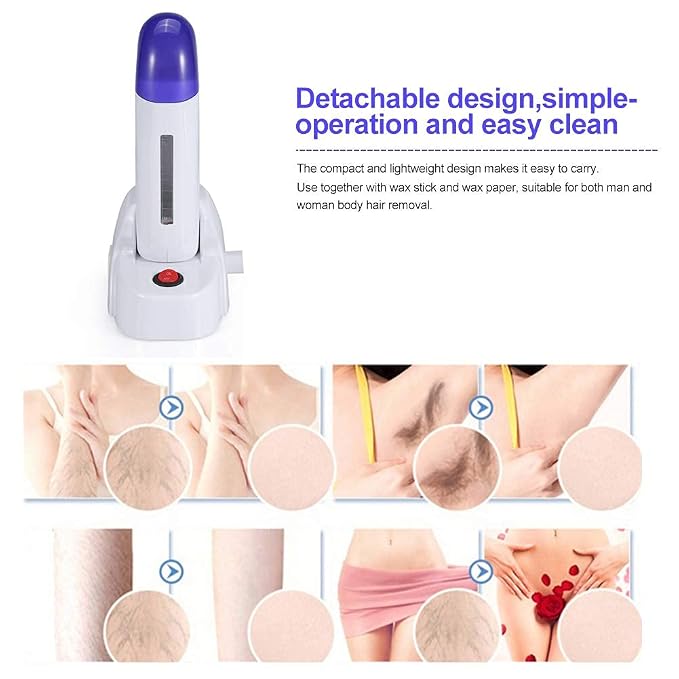 Portable Single Depilatory Roll on Wax Warmer with Heater Base for Women Men Hair leg,Armpit,Bikini