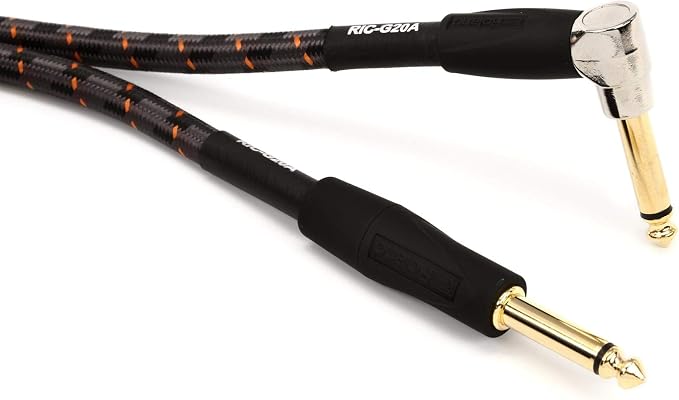 Roland Gold Series Instrument Cable, Angled/Straight 1/4-Inch Jack, 20-Feet