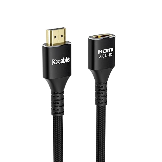 Kxable 8K HDMI Extension Cable 10 FT, HDMI 2.1 Ultra High Speed Male to Female Cord Adapter, OFC Conductor, Compatible with Roku TV Stick PS5 PS4 Xbox Laptop PC Player Google Chromecast Wii U HDTV