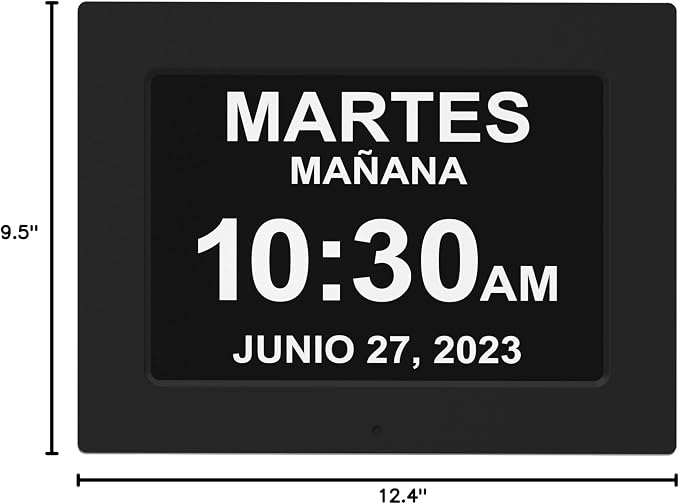 American Lifetime 【New 2025】 Dementia Clock Large Clock for Seniors, Digital Clock with Custom Alarms, Clock with Day & Date for Elderly, Large Number Digital Clock Black Extra Large