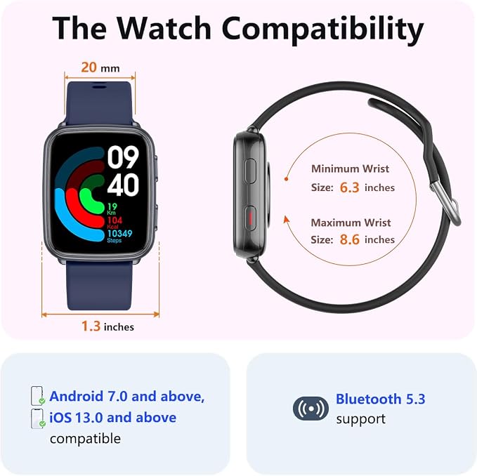 MorePro Fitness Tracker with 24/7 Heart Rate & Blood Pressure Monitor, Blood Oxygen & Sleep Tracker, Smart Watch with Step Calorie Counter, IP68 Waterproof Activity Tracker for Women Men Android iOS