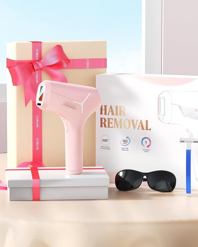 LYSMOSKI Laser Hair Removal for Women and Men, At-Home IPL Hair Removal Device with 5.2 cm² Treatment Window, Nearly Painless, Visible Results in 2 Weeks, Full Body Treatment in 8 Minutes,Pink
