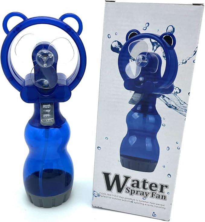 Water Misting Fan Portable Handheld Spray Fans Battery Operated for Outdoor Cooling- Set of 3 (Blue/Green/Red)
