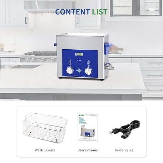 DK SONIC Industrial Ultrasonic Cleaner 6L,180W Commercial Sonic Cleaner with Encoded Timer,Heater&Basket, Multiple Functions for Carburetors, Motorcycle Engines, Chains