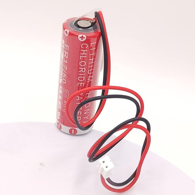 2-Pack ER17/50 ER17500V 3.6V 2750mAh AA PLC Battery with Plug for Yamaha Robot RCX340 Lithium Battery KAS-M53G0-11 KCA-M53G0-10