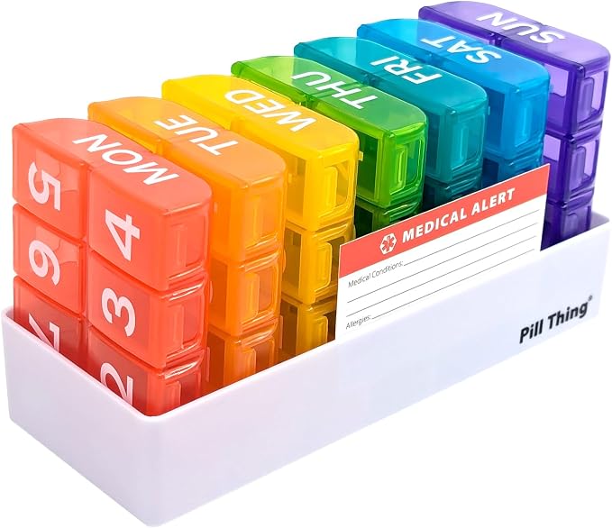 8 Times a Day, 7 Day Large Weekly Pill Organizer with Holder Tray, Vitamin, Medicine Box, Multicolor (8X a Day - 1 Pack)