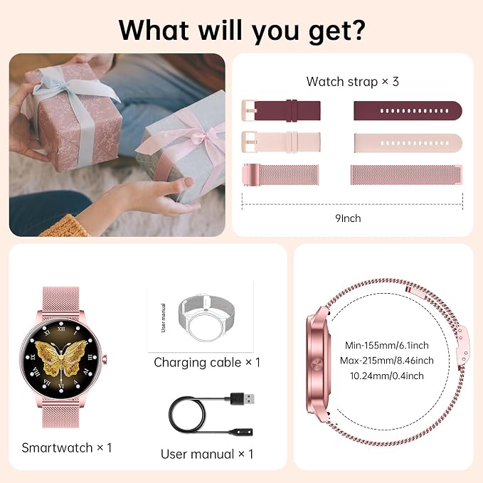 Smart Watches for Women(Answer/Make Calls), 1.27" HD Screen Fitness Tracker with Heart Rate/Sleep Monitor, 130+ Sport Modes IP68 Waterproof Activity Tracking, Smart watch for Android iOS, Purple-gold