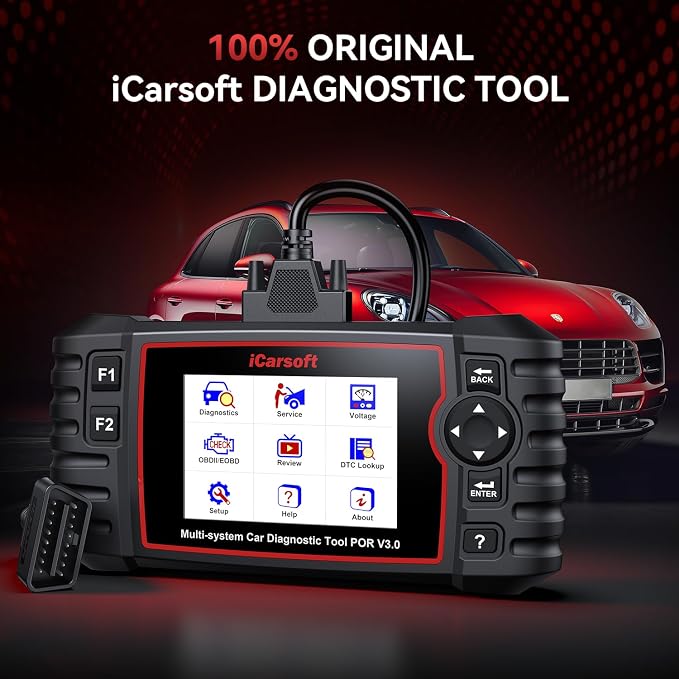 Bidirectional Diagnostic Tool for Porsche/BMW, iCarsoft POR V3.0 (Enhanced Ver) All System OBD2 Scanner Code Reader for Porsche, for BMW, Auto VIN