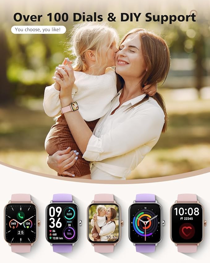 Quican Smart Watches for Women, Compatible for iPhone & Android | Fitness Tracker Watch with Alexa & Calling, Heart Rate Sleep Monitor, Waterproof, Gifts for Women,1.8 Inches Light Pink