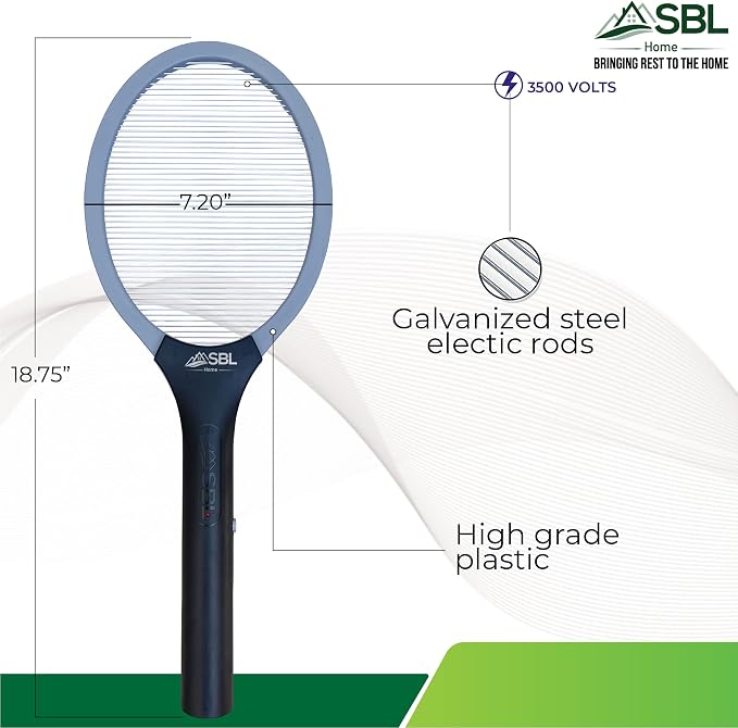 Electric Fly Swatter Racket, Electric Mosquito Swatter, Bug Zapper Racket, Electric Fly Bat with Patented Wall Case, Gray, Black (2 Pack)