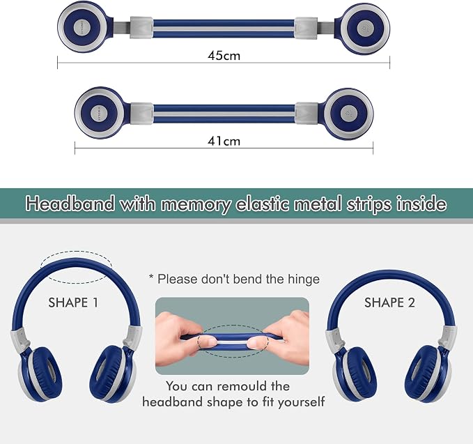 SIMOLIO 2 Pack Kids Bluetooth Headphones with Share Port, 75/85/94dB Volume Limit for Toddler Teens, Wireless Headsets with USB C Charging, Foldable Headphone w/HD Mic for School Airplane iPad PC