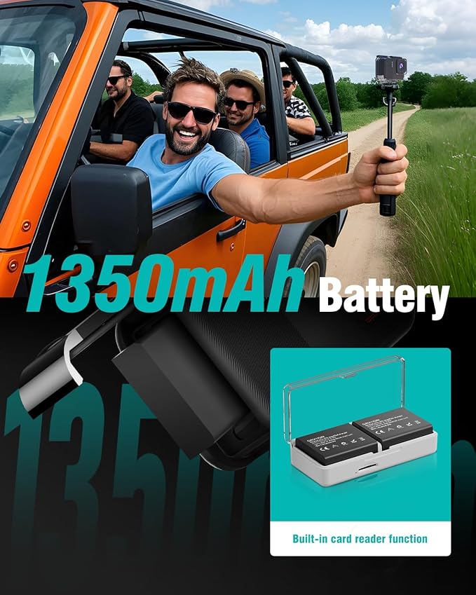 4K60fps Waterproof Action Camera- Bare Metal Underwater 10M with 64G SD Card, HD 48MP Touchscreen Sports 6-Axis Stabilization,8X Zoom Underwater Camera Snorkeling with Helmet Accessories