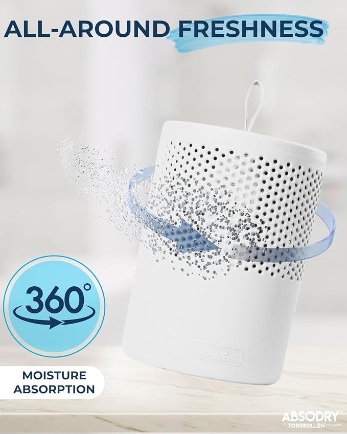 Absodry by Torrbollen Moisture Absorber 1.3lb Bag — Dehumidifier for Bedroom, Electricity & Battery Free Dehumidifiers for Home, Air Freshener and Purifier for Home Up to 90 Days, 269 ft² (White)