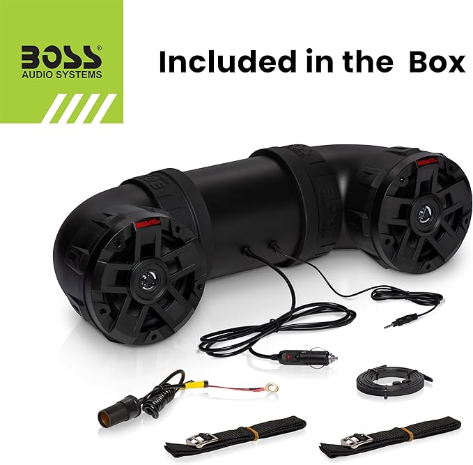 BOSS Audio Systems ATV6.5B ATV UTV Weatherproof Sound System - 6.5 Inch Speakers, 1.5 Inch Tweeters, Built-in Amplifier, Bluetooth, Easy Installation for 12V Vehicles