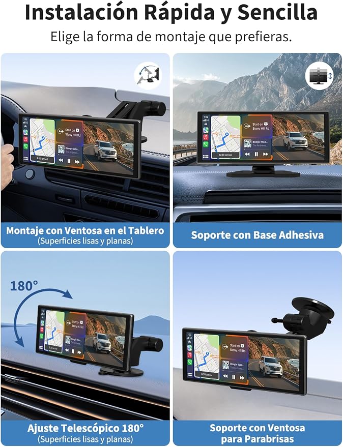 Largest Portable 11.26'' Wireless CarPlay/Android Auto Screen with 2.5D 1920x720 HD Display, Built-in DVR, 4K Front + 1080P Rear Camera, Car Screen,Easy Install Dash Cam,GPS Navigation,Voice Control