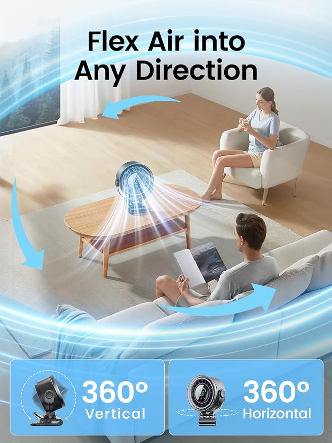 Portable Mini Handheld Fan with Ice Cooler & 5.5 Inch Rechargeable Clip‑on Fan with LED Display & 360° Rotation