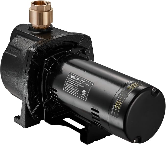 VEVOR 1.5 HP Shallow Well Jet Pump, AC 115/230 Volt, 4250 GPH Dual Voltage Cast Iron Well Jet Pump, with 108 ft Max Head Lift, Easy Voltage Switching, for Garden Irrigation, Lawn Sprinkler System