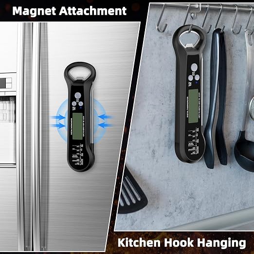 Instant Read Meat Thermometer for Grill and BBQ, Fast Accuracy Digital Food Thermometer with Backlight&Waterproof for Cooking,Baking,Fish,Liquids,Lamb,Chicken