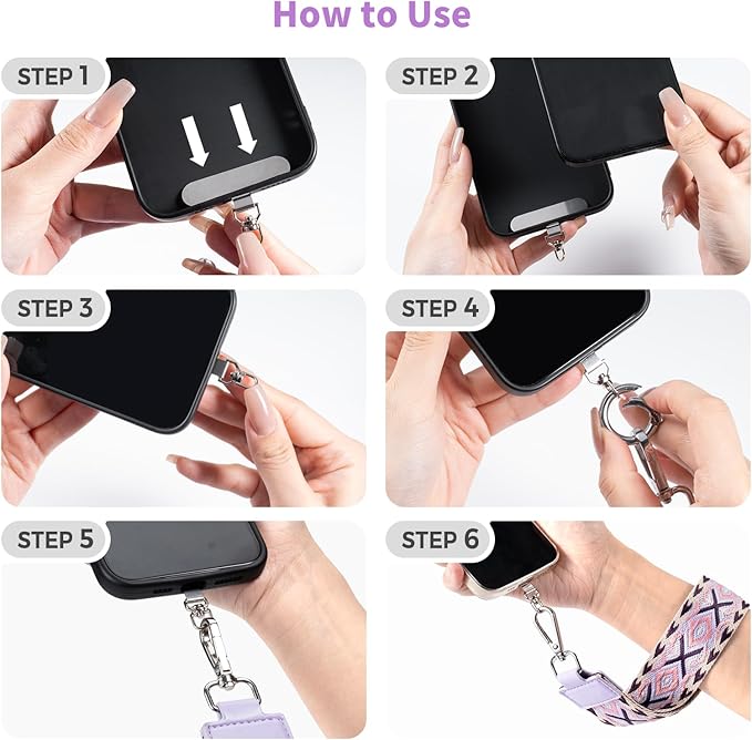 Tiostep Clip and Go Strap for Phone with Wallet Crossbody Phone Lanyard with Anti-Theft Zipper Pouch Detachable Quilted Wrist Wallet with RFID and ID Window for Daily Travel.