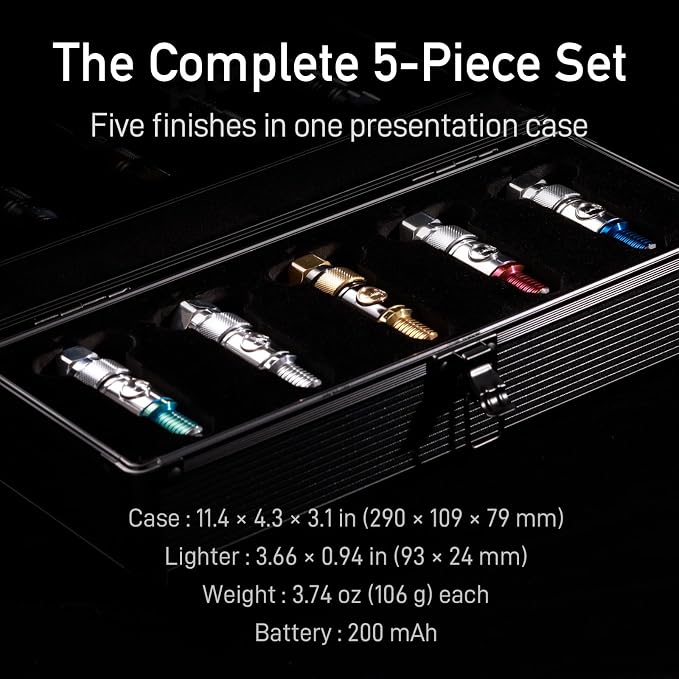 5-Piece Spark Plug Electric Arc Lighter Gift Set for Men, Rechargeable Flameless USB-C Metal EDC Gear with Presentation Case, Mechanical Gift for Car Guys