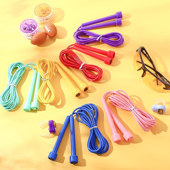 Silipull 72/144 Pcs PVC Jump Ropes Bulk Fitness 9.2 ft Adjustable Skipping Rope Versatile Speed Rope with Plastic Handles for Women Men Endurance Training Cardio Exercise Workout Outdoor