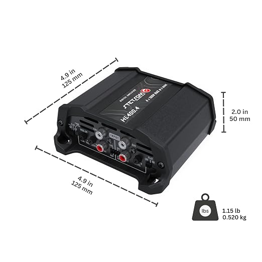 Stetsom HL 400x4 2 Ohms - Compact Digital 4 Channel Amplifier, 400W RMS 400.4, Full Range, High Input, Bass Boost Gain + 14db (Variable Adjustment 30-75hz), Multichannel, Digital Sound, Crossover