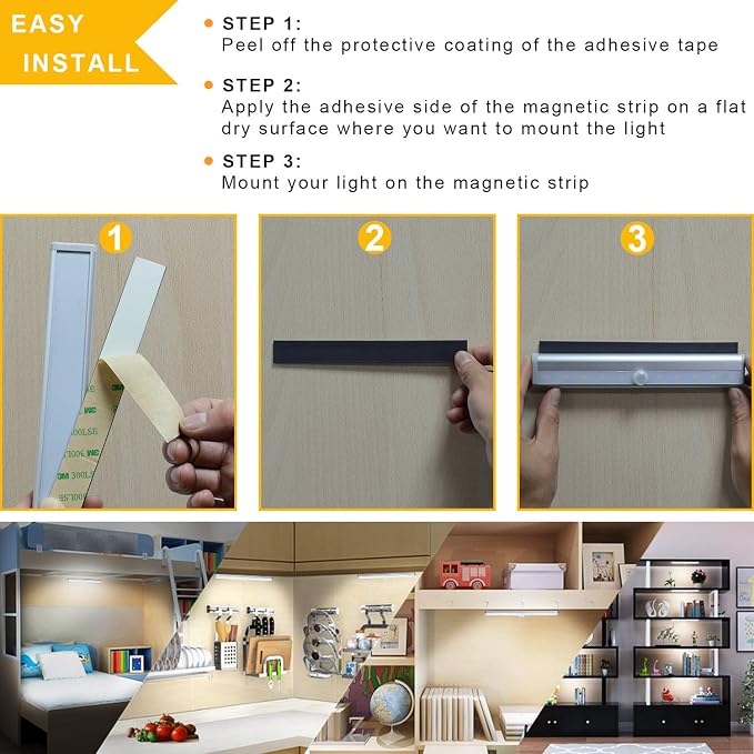 Diomart Under Cabinet Lighting with Remote, 3 Color Temps,4 Pcs | Wireless Rechargeable, 20-LED Dimmable, 10 Level Brightness, Magnetic Stick-on Anywhere, Touch Night Light Kitchen, Wardrobe
