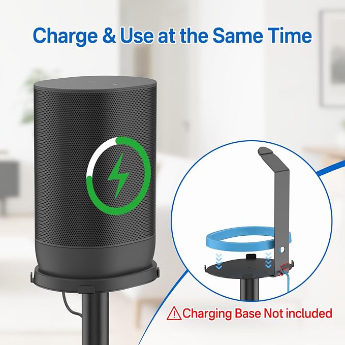 Height-Adjustable Speaker Stand for Sonos Move Stand, Heavy-Duty Floor Stand for Sonos Move & Move 2 with Concealed Power Cord Design, Easy Installation, Black