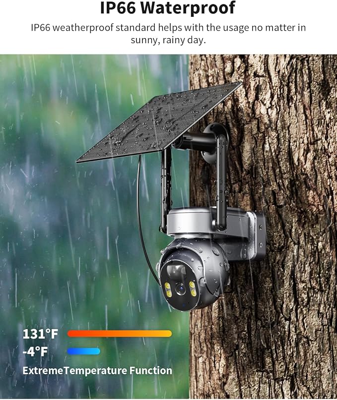 LIWAN No WiFi Security Camera, 4G LTE Cellular Security Camera, 2K Outdoor | Solar Powered Camera for Off-Grid Areas without WiFi, Built in SIM Card, Color Night Vision, PIR Motion Detection, 2 Way Talk