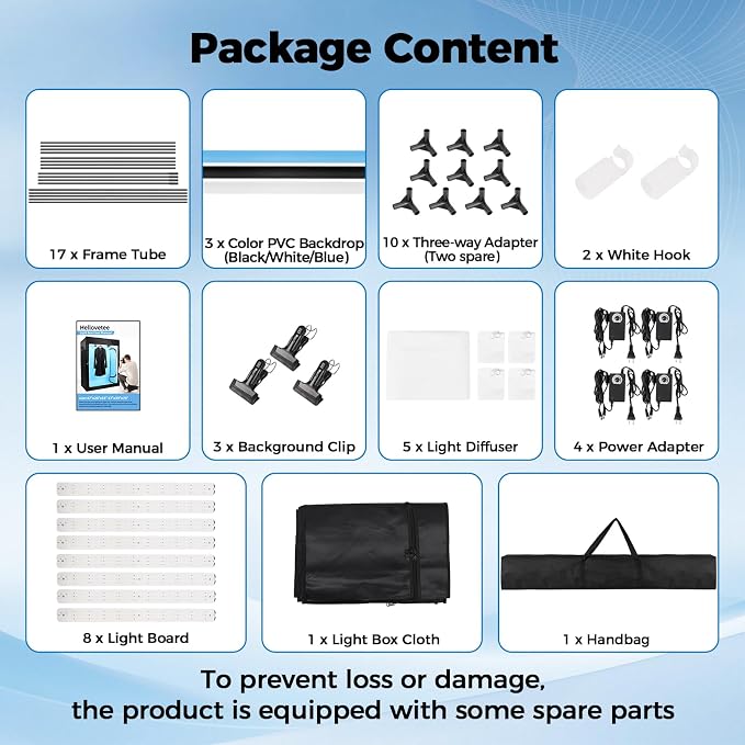 Photo Light Box, Portable 47"x39"x78" Photo Studio Light Box, Shooting Tent Kit with 768 Light Beads and 3 Color Backdrops. Large Lightbox with 6 Stepless Dimming Light Boards for Photography