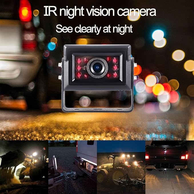 AHD 1080P, 9" Wired Monitor Rear View Reverse Backup Night Vision Camera System, Waterproof IP 69k Camera for Agriculture Farm Tractor, Truck, Forklift, Heavy Equipment, Excavator, Skid Steer