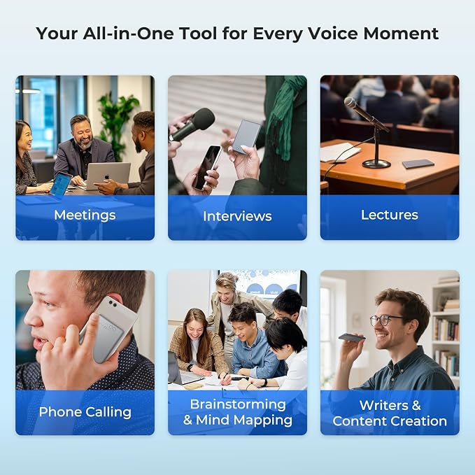4G AI Voice Recorder - No WiFi/Bluetooth Needed, Transcribe & Summarize with AI Technology, App-Controlled, Supports 88 Languages, Audio Recorder for Lectures, Meetings, Interviews and Calls