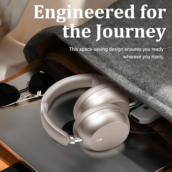 Wentronic Y04 Wireless Bluetooth Over-Ear Headphones – Immerse in Every Beat with Active Noise Cancelling & Hi-Res Sound, 48H Playtime, Soft Ear Cushion for All-Day Comfort, Starlight