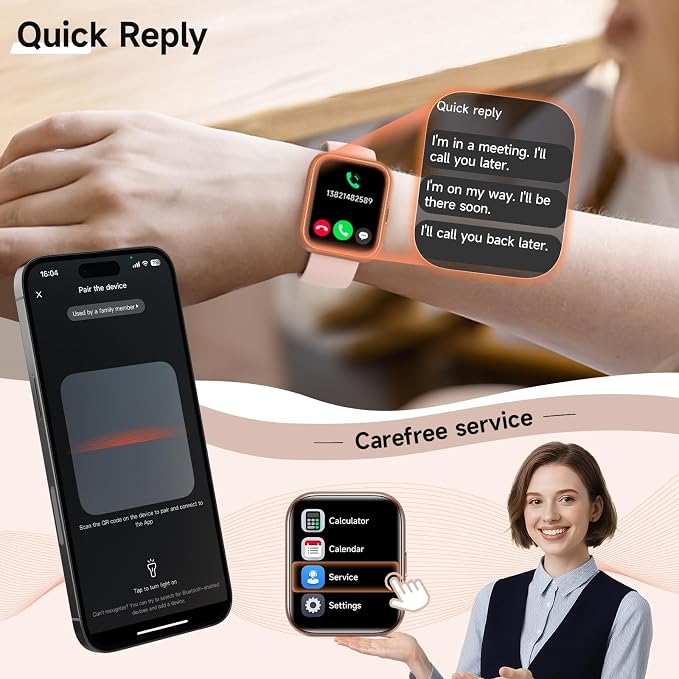Smart Watches for Women, 1.8" Touch Screen Fitness Tracker for Android & iPhone, Answer/Make Calls, Alexa Built-in, Heart Rate/Sleep/SpO2 Monitor Smartwatch, IP68 Waterproof 101+ Sport Modes, 2 Bands