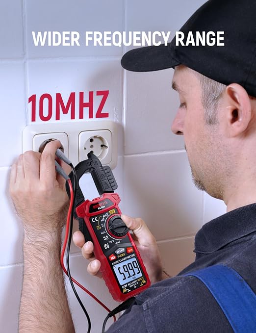 KAIWEETS Digital Clamp Meter Multimeter with D-Shaped Jaw for AC/DC Current & Voltage, Auto-ranging 4000 Counts Voltage Tester with Flashlight Backlight, Measuring Temperature Continuity Diode NCV