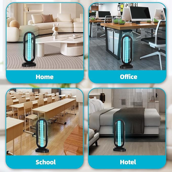 Feefir UV Light Sanitizer,UVC Home Disinfection Device 4-Speed Timing and Remote Control,UVO Light,UV Lamp for Whole Room