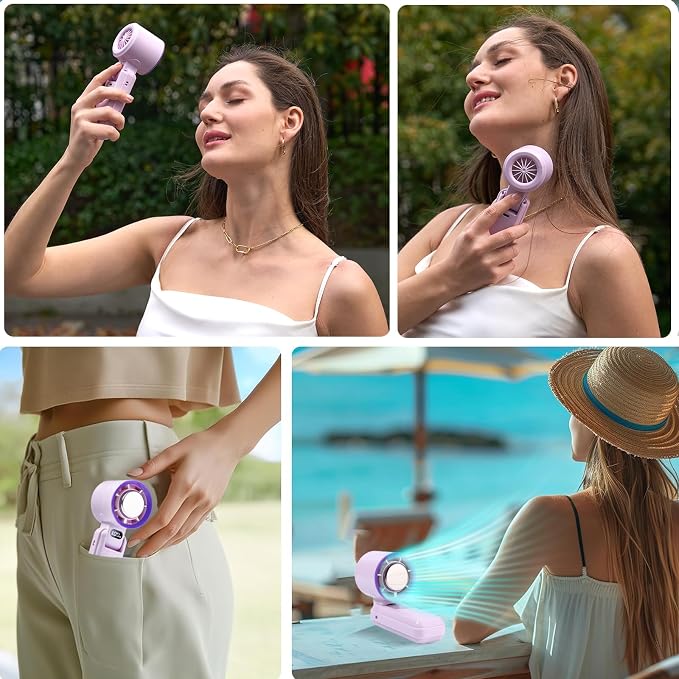 Portable Handheld Fan with Ice Cooler – 13000RPM Turbo Fans, 3-in-1 Rechargeable Mini Personal Fan, 100 Adjustable Speeds, 3600mAh Battery, for Travel, Outdoor, Office, and Personal Use