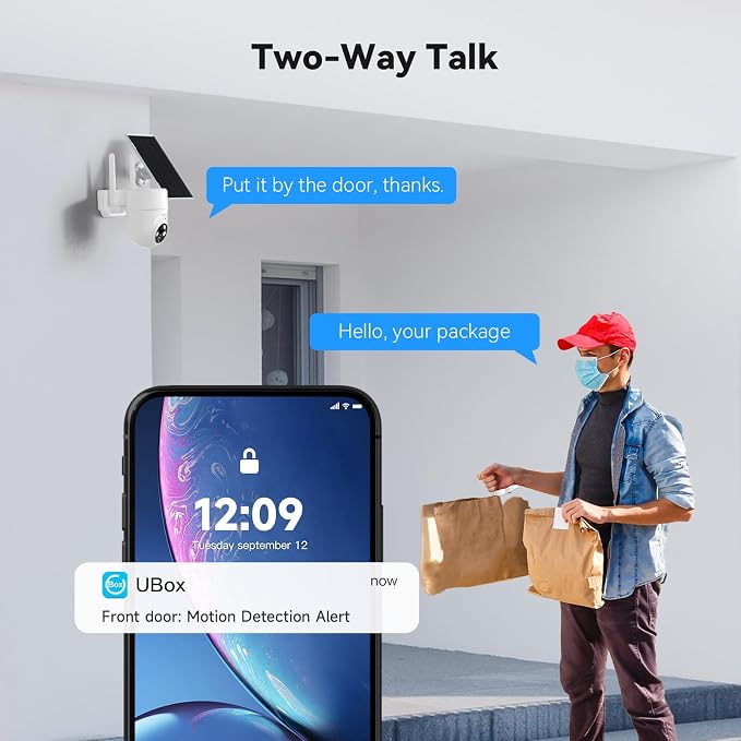 LIWAN Solar Camera Outdoor Wireless, 2.4G WiFi Security Cameras for Home Security, Surveillance Camera Outside with Solar Panel, 2K Color Night Vision, 360°PTZ, PIR Detection, 2-Way Talk