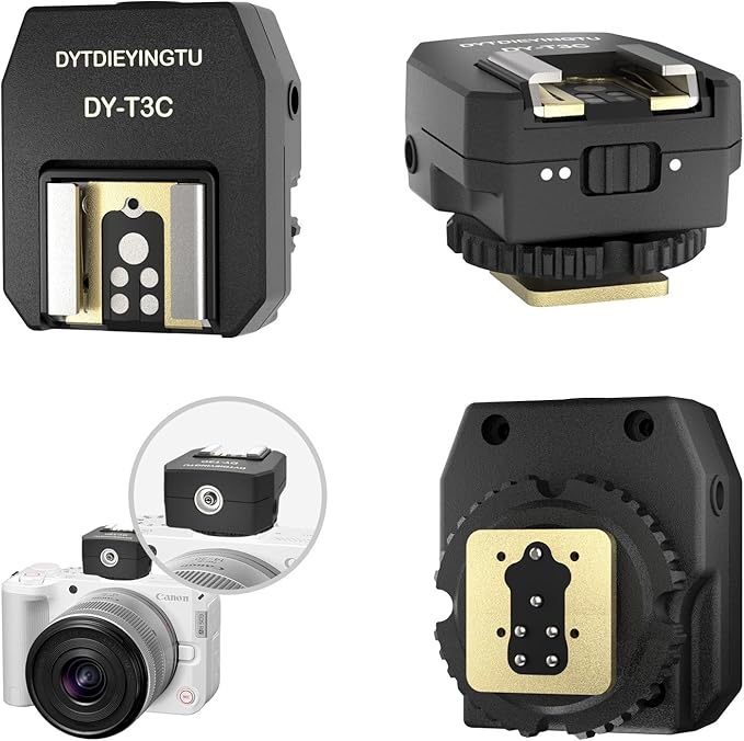 DY-T3C for Canon Camera Flash Hot Shoe Adapter Mount Top-Mounted Expansion Accessory: Multi-Flash synchronous Shooting with Cable Converter (DY-T3C 1PCS + PC Cable 1PCS)