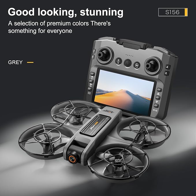 RC Drone With Screen On Controller (4.92in), UHD Dual Camera, Brushless Motor, Optical Flow Hovering, 360° Propeller Guard, 6-Axis Gyro, Headless Mode, One-Key Takeoff/Landing, 3-Speed Adjustable, 50X Zoom, Gesture Control, Trajectory Flight, Night LED...