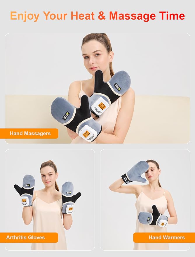 CAMECO 2-in-1 Cordless Heated Arthritis Gloves & Hand Massager for Pain Relief, 5000mAh Heating Pad for Hands for Arthritis, 104℉-140℉ Rechargeable Vibration Hand Warmers for Women Men