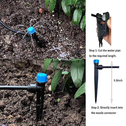 Drip Irrigation System with Water Timer for Garden,Main ID 1/2inch 32Ft and 1/4inch 136Ft Water Hose, 2-Zone Watering System Sufficient Water Pressure, Irrigation Dripper Waterflow Evenly Easy DIY